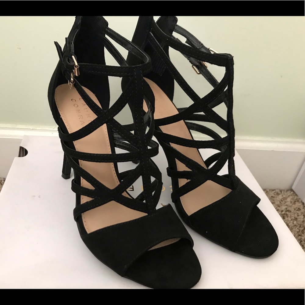 Lauren Conrad strappy black heels